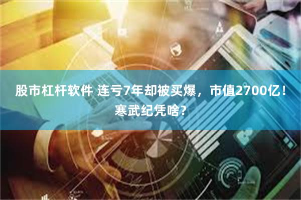 股市杠杆软件 连亏7年却被买爆，市值2700亿！寒武纪凭啥？